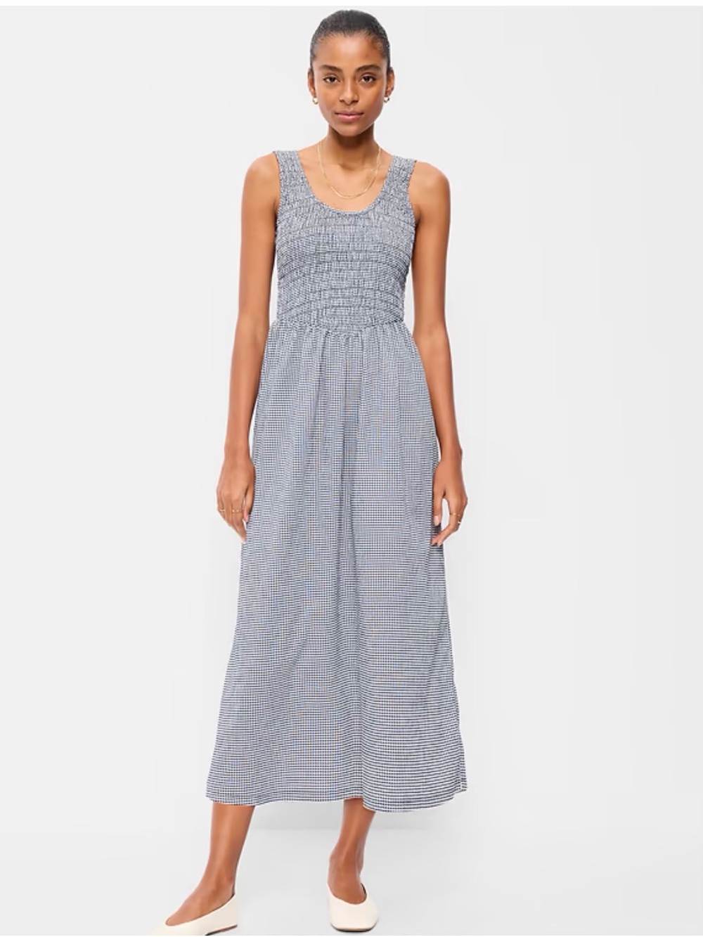 Old Navy Lightweight Blue Gingham Smocked Dress -SP NWOT